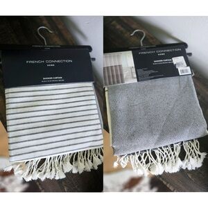 . Homegoods 70"x72" Charcoal/White Woven Tassel Shower Curtain